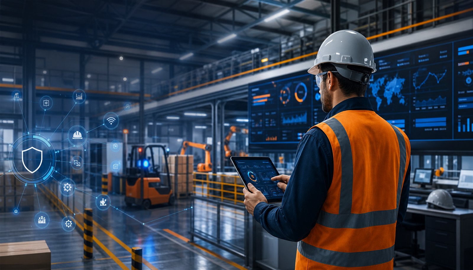 High-tech industrial facility with automated machinery