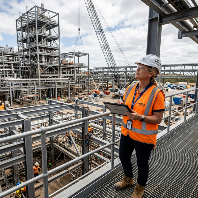 Safety engineer inspecting industrial site